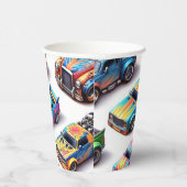 ネオンおもちゃ車の誕生日パーティセット 紙コップ (右)