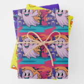 ネオンお洒落幽霊、キャンディーコーン、ウィッチ、ハロウィーン ラッピングペーパーシート (インサイチュ)