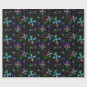 ネオンお祝いの雪片のクリスマスの照明 ラッピングペーパー (フラット)