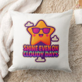 ネオンかわいいスター – 「曇り日でも輝く」 クッション (ブランケット)