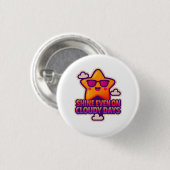 ネオンかわいいスター – 「曇り日でも輝く」 缶バッジ (正面&裏面)