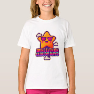 ネオンかわいいスター – 「曇り日でも輝く」 Tシャツ