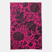 ネオンかわいらしヴィンテージ黒花柄 キッチンタオル (縦)