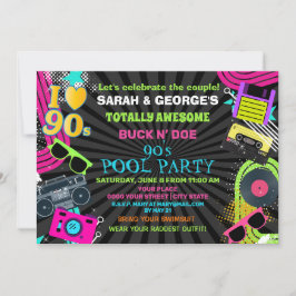 ネオンが楽しいカップルにぴったりな90年代プールパーティー 招待状