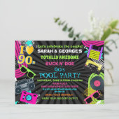 ネオンが楽しいカップルにぴったりな90年代プールパーティー 招待状 (スタンド正面)