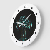 ネオンが熱帯性のヤシの木を照らし出す様子 ラージ壁時計 (傾斜)