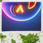 ネオンが笑う絵文字の喜び キッチンタオル (折り畳み)