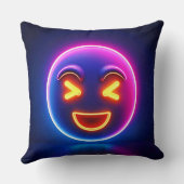 ネオンが笑う絵文字の喜び クッション (裏面)