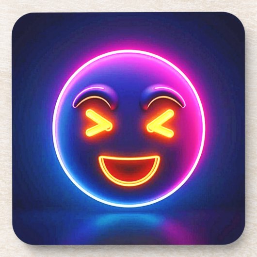 ネオンが笑う絵文字の喜び コースター (正面)