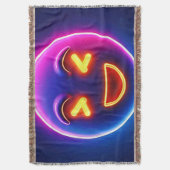 ネオンが笑う絵文字の喜び スローブランケット (正面縦)