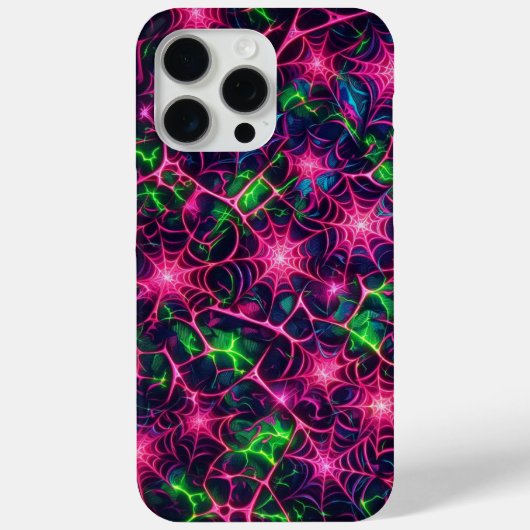 ネオンくもの巣、クモの巣模様、迷彩模様 Case-Mate iPhoneケース (裏面)