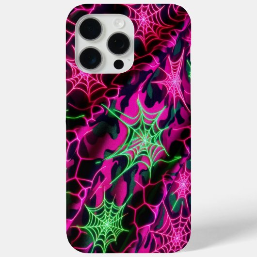 ネオンくもの巣、クモの巣模様、迷彩模様 Case-Mate iPhoneケース (裏面)