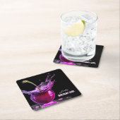 ネオンさくらんぼ パーソナライズされた スクエアペーパーコースター (インサイチュ)