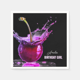 ネオンさくらんぼ パーソナライズされた スタンダードカクテルナプキン