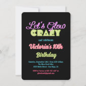 ネオンで輝くクレイジーな誕生日パーティー 招待状 (正面)