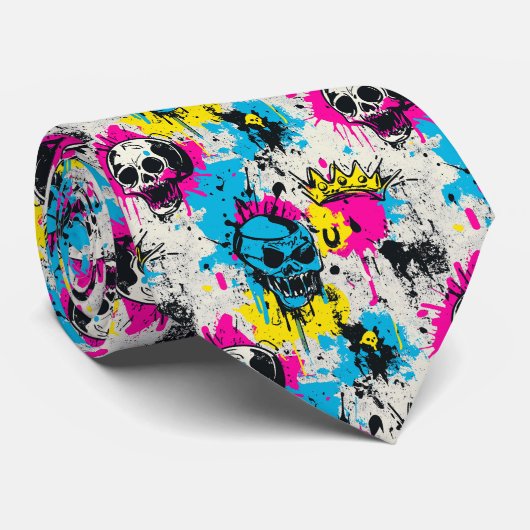 ネオンとアーバンのグラフィティグランジ模様 ネクタイ (ロール)