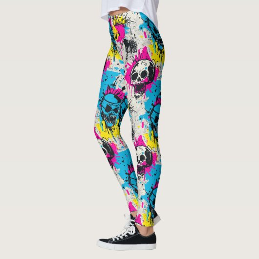 ネオンとアーバンのグラフィティグランジ模様 レギンス (左)