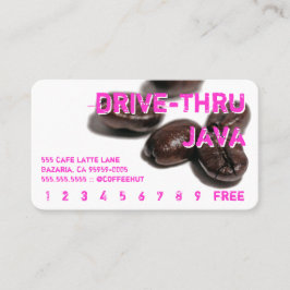 ネオンによって円形にされるコーヒー豆の飲み物のパンチカード ロイヤリティカード