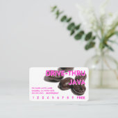 ネオンによって円形にされるコーヒー豆の飲み物のパンチカード ロイヤリティカード (スタンド正面)