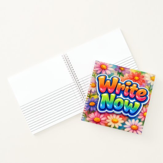 ネオンのひまわりと"今書きなさい"のテキスト ノートブック (内部)