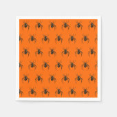 ネオンのオレンジ色のクモを格子状に張る スタンダードカクテルナプキン (正面)