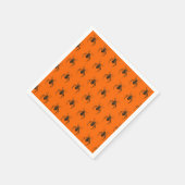 ネオンのオレンジ色のクモを格子状に張る スタンダードカクテルナプキン (角)