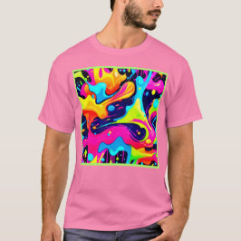 ネオンのカオス 液状カラーの爆発 Tシャツ