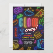 ネオンのカジノでバチェラー・パーティー Let's GLOW Crazy 招待状 (正面)