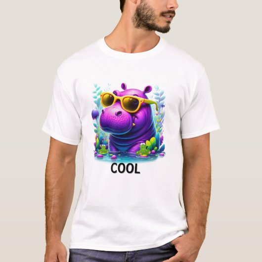 ネオンのカビゴンがスワンプでくつろぐ Tシャツ (正面)