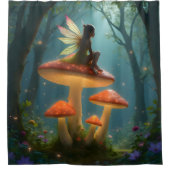 ネオンのキノコの魔法の妖精 シャワーカーテン (正面)