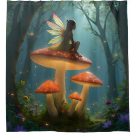 ネオンのキノコの魔法の妖精 シャワーカーテン