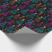 ネオンのクリスマスツリー ラッピングペーパー (角)