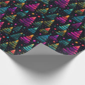 ネオンのクリスマスツリー ラッピングペーパー (角)