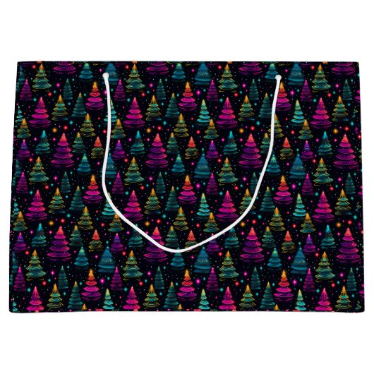 ネオンのクリスマスツリー ラージペーパーバッグ (正面)