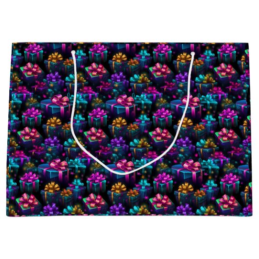 ネオンのクリスマスプレゼント ラージペーパーバッグ (正面)