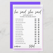 ネオンのグラデーション彼は彼女はブライダルシャワーゲームを言った (正面/裏面)