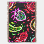 ネオンのトロピカルフルーツがアート買今 スローブランケット (正面縦)