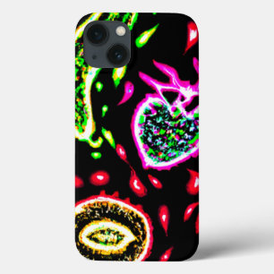 ネオンのトロピカルフルーツがアート買今 iPhone 13ケース