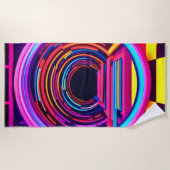 ネオンのトンネルの寸法 ビーチタオル (正面)