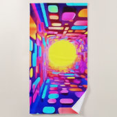 ネオンのトンネル：サイケデリック旅 ビーチタオル (正面)