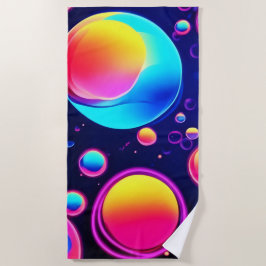 ネオンのバブル宇宙 ビーチタオル