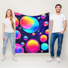 ネオンのバブル宇宙 フリースブランケット