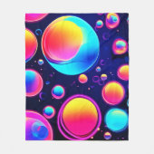 ネオンのバブル宇宙 フリースブランケット (正面)