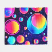 ネオンのバブル宇宙 フリースブランケット (正面(横))