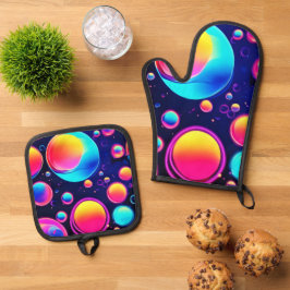 ネオンのバブル宇宙 鍋つかみ&鍋敷きセット