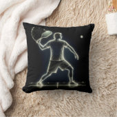 ネオンのピックボール選手がパドルを振る クッション (ブランケット)