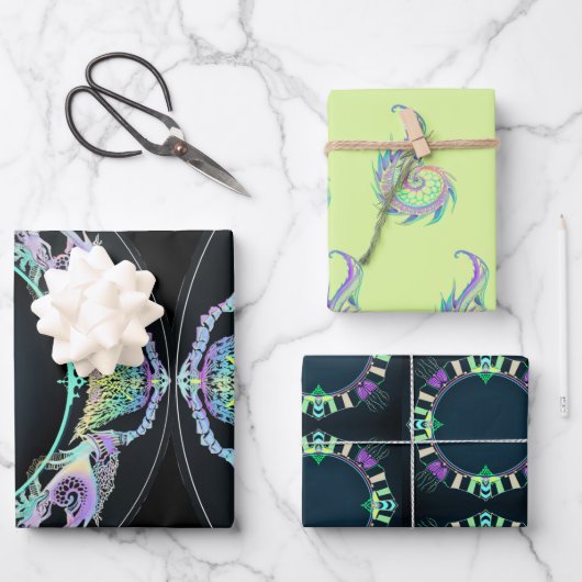 ネオンのマリンスケッチ ラッピングペーパーシート (正面)