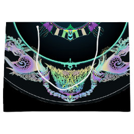 ネオンのマリンスケッチ ラージペーパーバッグ