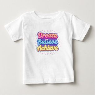 ネオンのモチベーションを高めるフレーズ「夢を信じて達成しよう」 ベビーTシャツ