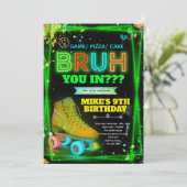 ネオンのローラースケートのパーティー招待状 招待状 (スタンド正面)